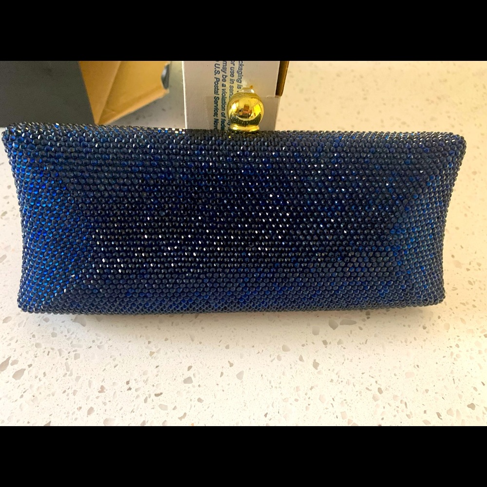 Sparkling hard shell case blue clutch